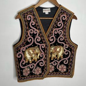 Vintage 1970’s Carol Horn Velvet Embroidered Kalaga Vest